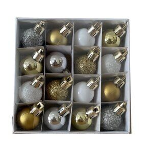 Ashland Mini Christmas Ornaments Silver Gold White 16 pc Decorative Balls New
